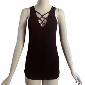 JET by John Eshaya Black Sleeveless Crisscross Top